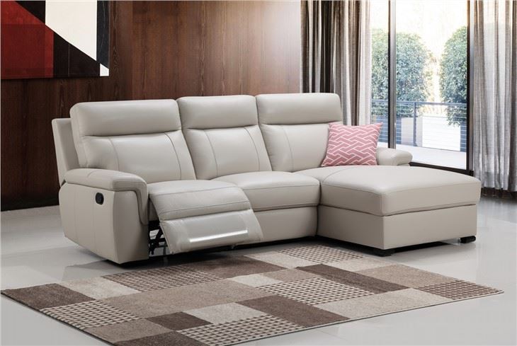 Geniune Leather L Shape Reclining Sofa